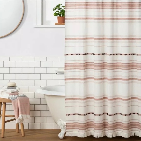SHOWER CURTAIN HEARTH HAND MAGNOLIA Tassles new